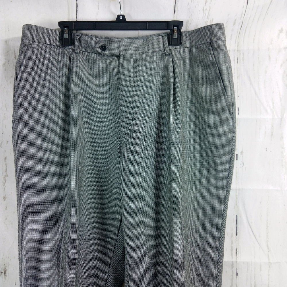Tiglio Luxe Italian Men' Gray Wool Dress Pants 39W